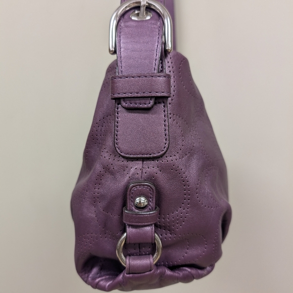 Coach Perforated Signature Leather Shoulder/Crossbody Bag (Style #F19257)  Plum - Picture 6 of 15